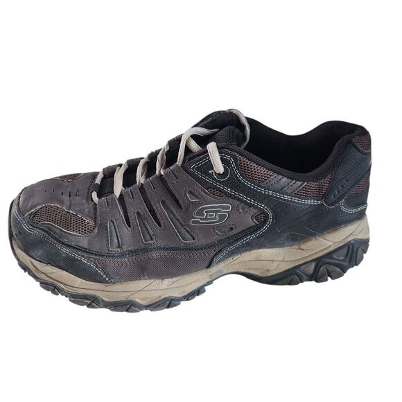 Skechers 50125 Men's Size 12 Afterburn Memory-Foam Lace-up Sneaker Brown - Picture 1 of 11